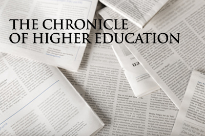 A pile of newspapers with the heading The Chronicle of Higher Education